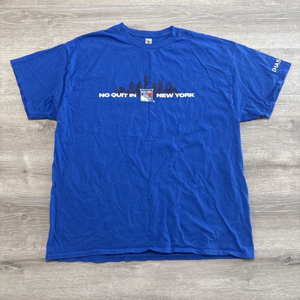 New York Rangers No Quit In NY T Shirt XL Blue NHL Hockey Chase Mens Graphic Tee